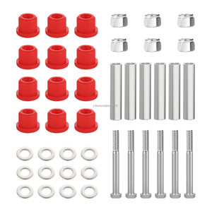 EZGO TXT Front Leaf Spring Bushing Kit (Red) - Includes 12 Rubber Bushings + 6 Metal Sleeves with Hardware 70289-G02