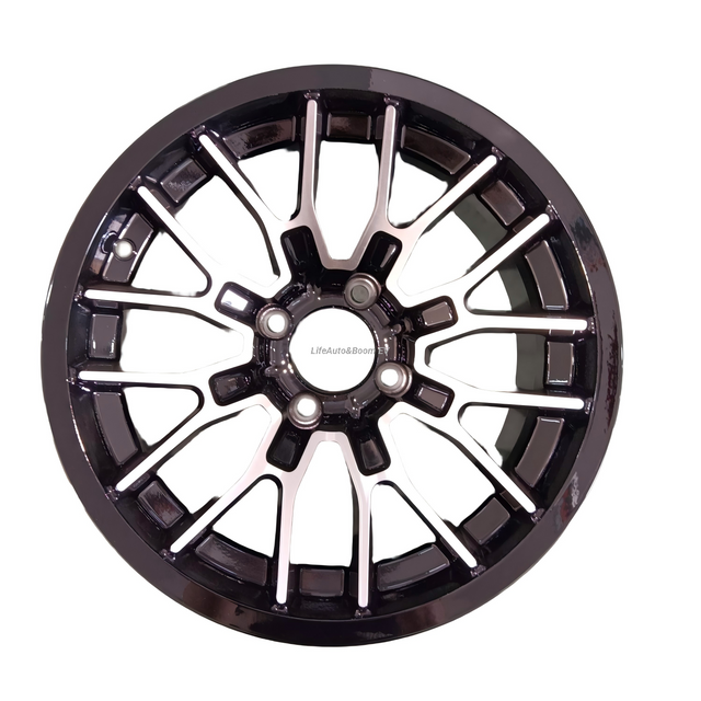 Aluminum Brilliant Black Golf Cart Wheel Hub NBR 12-11B (12x7-4-101.6-68.2-negative14)