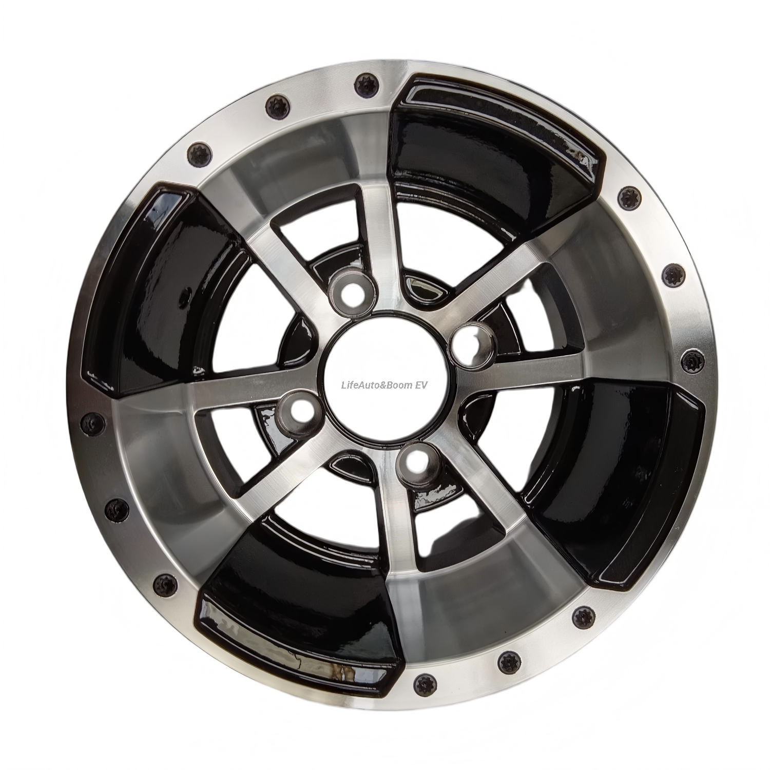 Aluminum Brilliant Black NBR10-04 Golf Cart Wheel Hub (10x7-4-101.6-70-negative12)