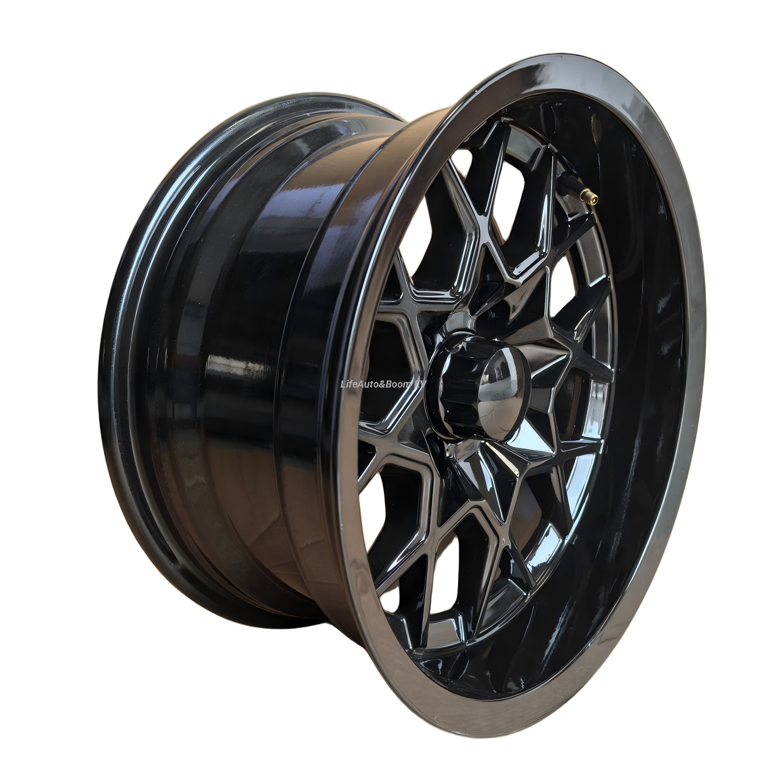 Aluminum All-Black Golf Cart Wheel Hub NBR14-08B (14x7-4-101.6-68-negative25)