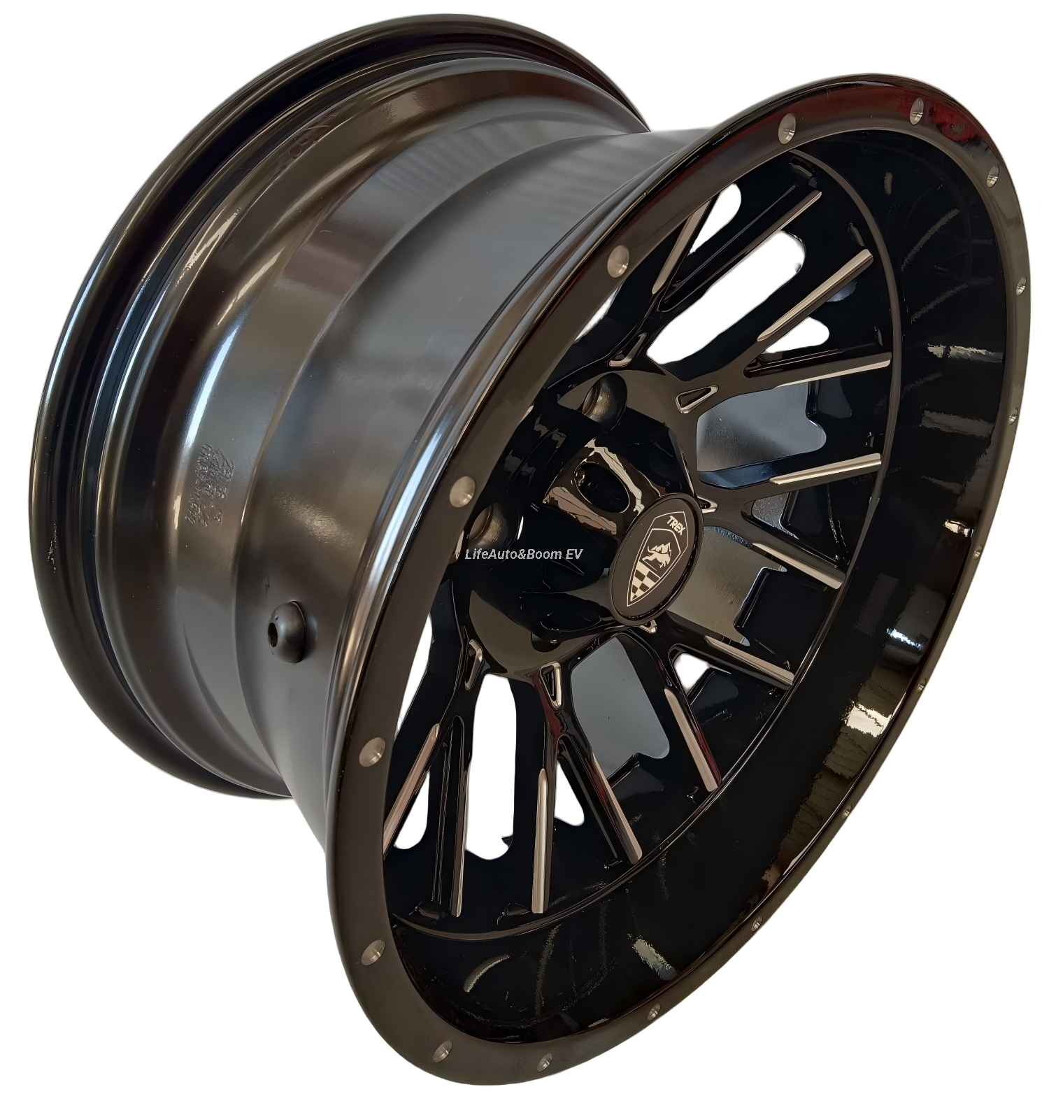 14''rim Aluminum brilliant black Golf Cart Wheel Hub NBR14-23 (14x7-4-101.6-72-negative25)