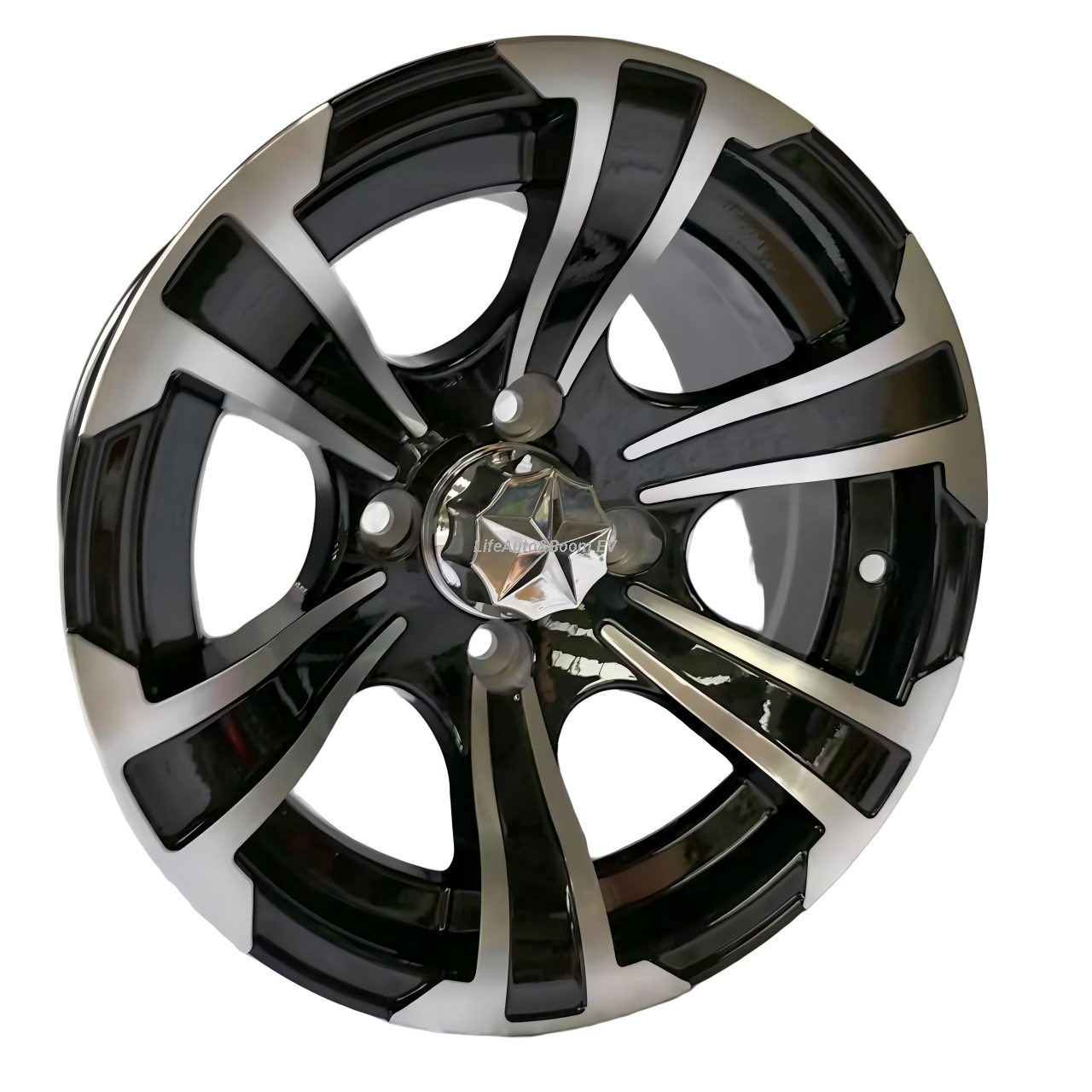 Aluminum Brilliant Black Golf Cart Wheel Hub NBR12-06B （12x7-4-101.6-70-negative12）