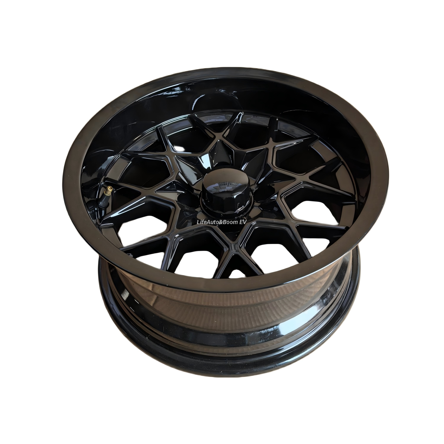 Aluminum All-Black Golf Cart Wheel Hub NBR14-08B (14x7-4-101.6-68-negative25)
