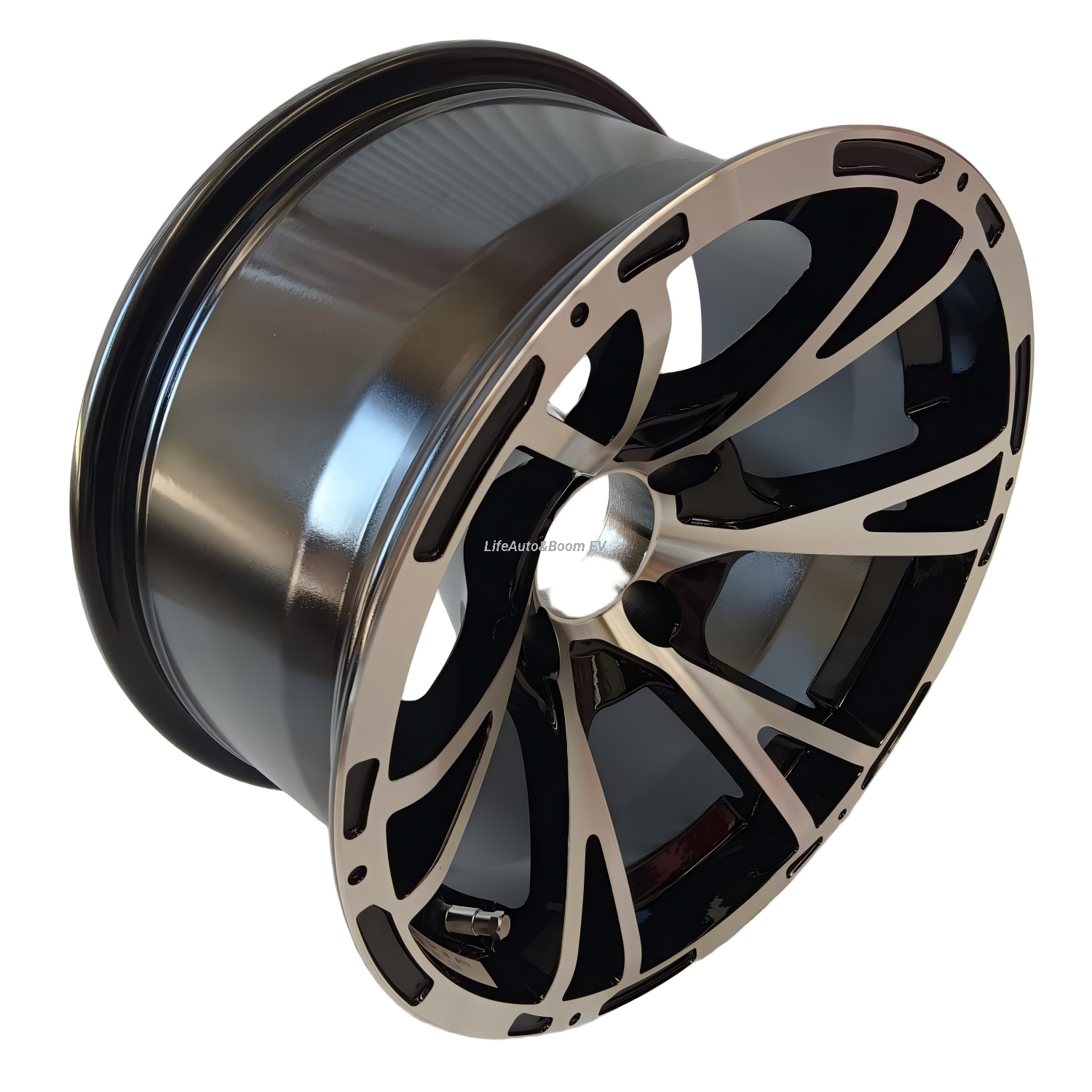 Aluminum Brilliant Black Golf Cart Wheel Hub NBR14-21(14x7-4-101.6-72-negative25)