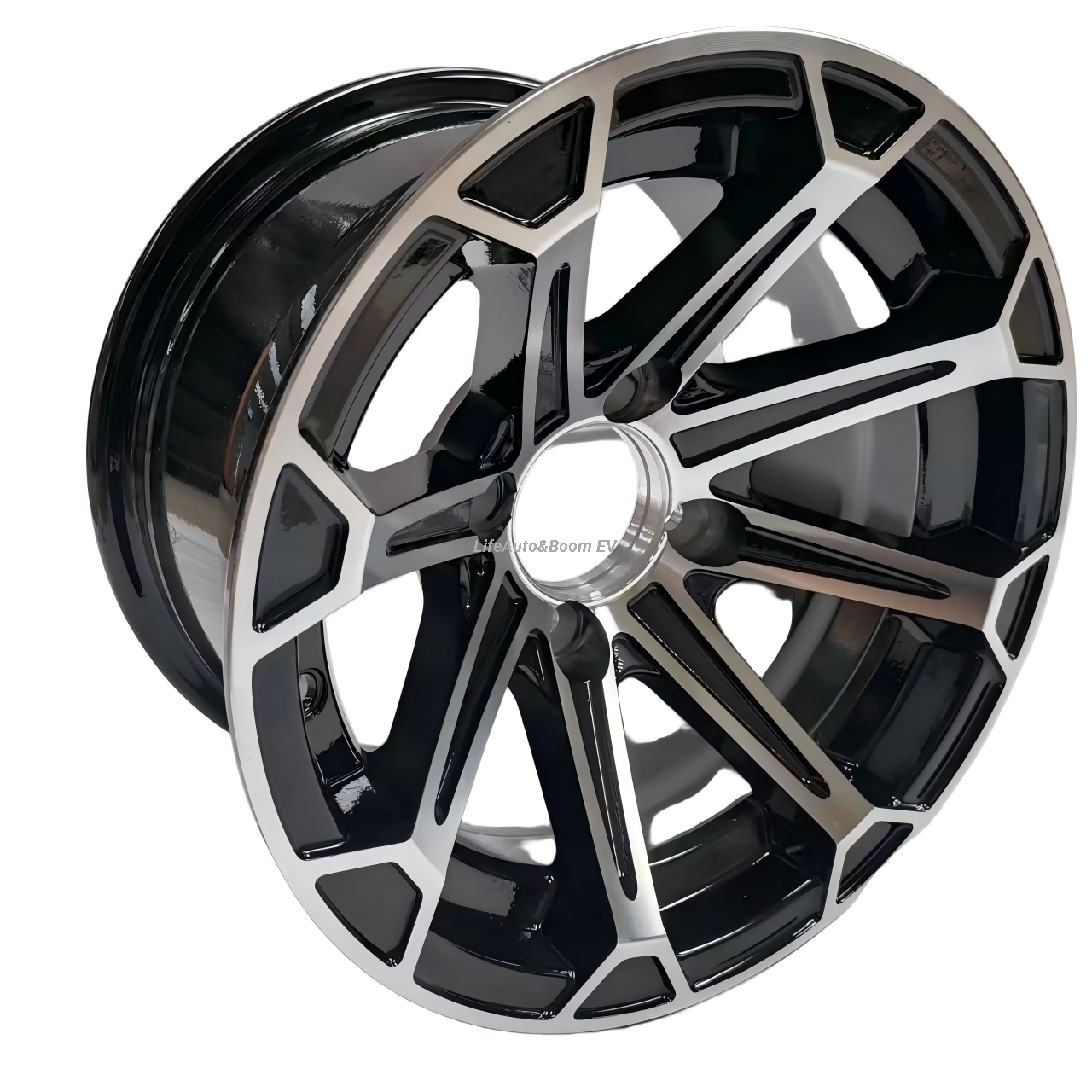 Aluminum Brilliant Black Golf Cart Wheel Hub NBR12-16（12x7-4-101.6-70-negative12）