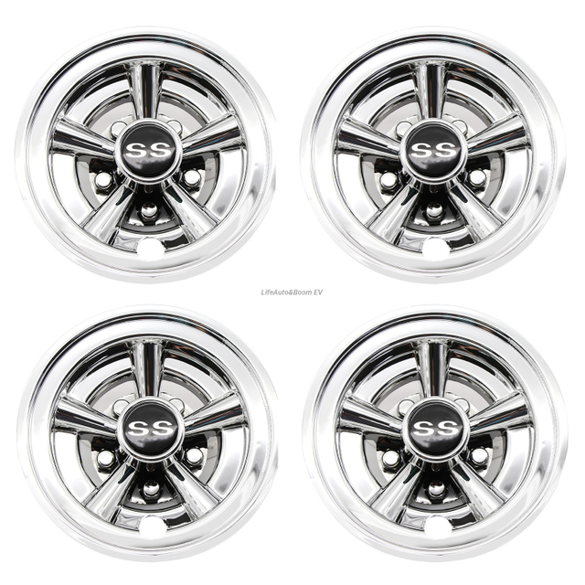  Forklift-Style 5-Spoke SS Wheel Cover - 8-Inch Rim Hubcap for Golf Carts & Electric Sightseeing Vehicles