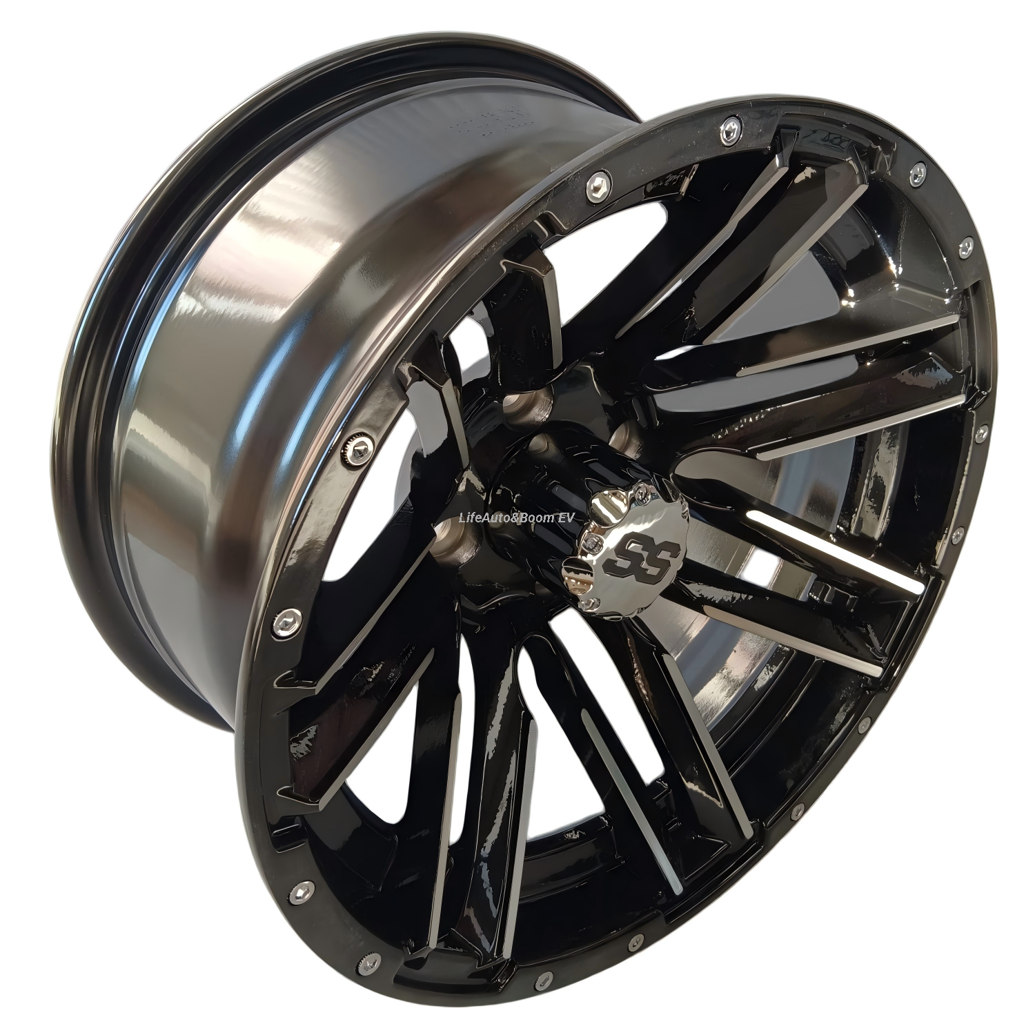 Aluminum Brilliant Black Golf Cart Wheel Hub NBR14-27(14x7-4-101.6-70.7-negative25 )