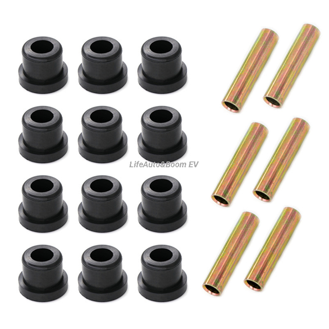 Club Car Front & Rear Leaf Spring Bushing Kit — 12 Rubber Bushings (1015583) + 6 Metal Sleeves (1012303)